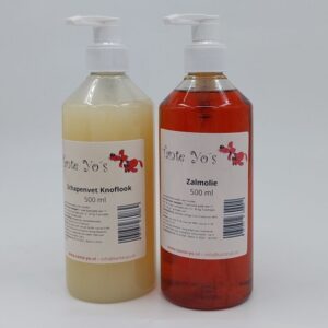 duo zalm olie & Schapenvet knoflook Combi Zalmolie & Schapenvet knoflook